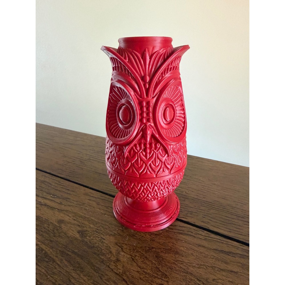 Owl Fairy Lamp Red 3D Printed Viking Fairy Lamp Style Textured